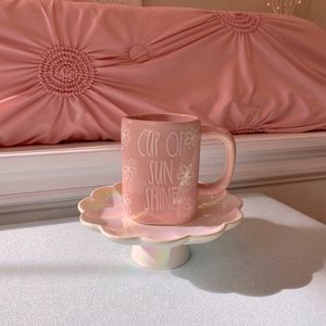 Rae Dunn Pink “Cup of Sunshine” Mug with White Flowers